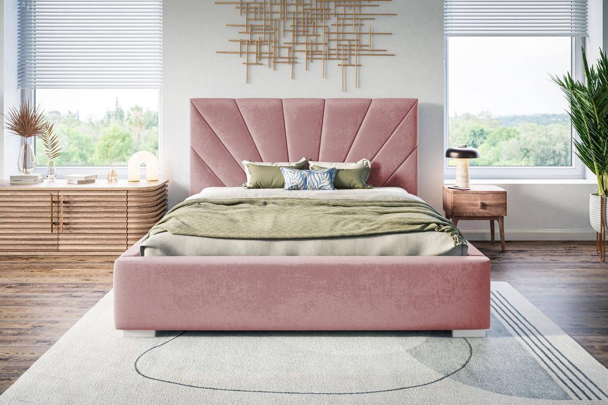POLSTERBETT Denver, 120x200 cm, mit Bettkasten und Lattenrost aus Holz, Velourstoff, Farbe: Rosa - Rosa, Holz/Kunststoff (120/200cm) - Alpi-Möbel