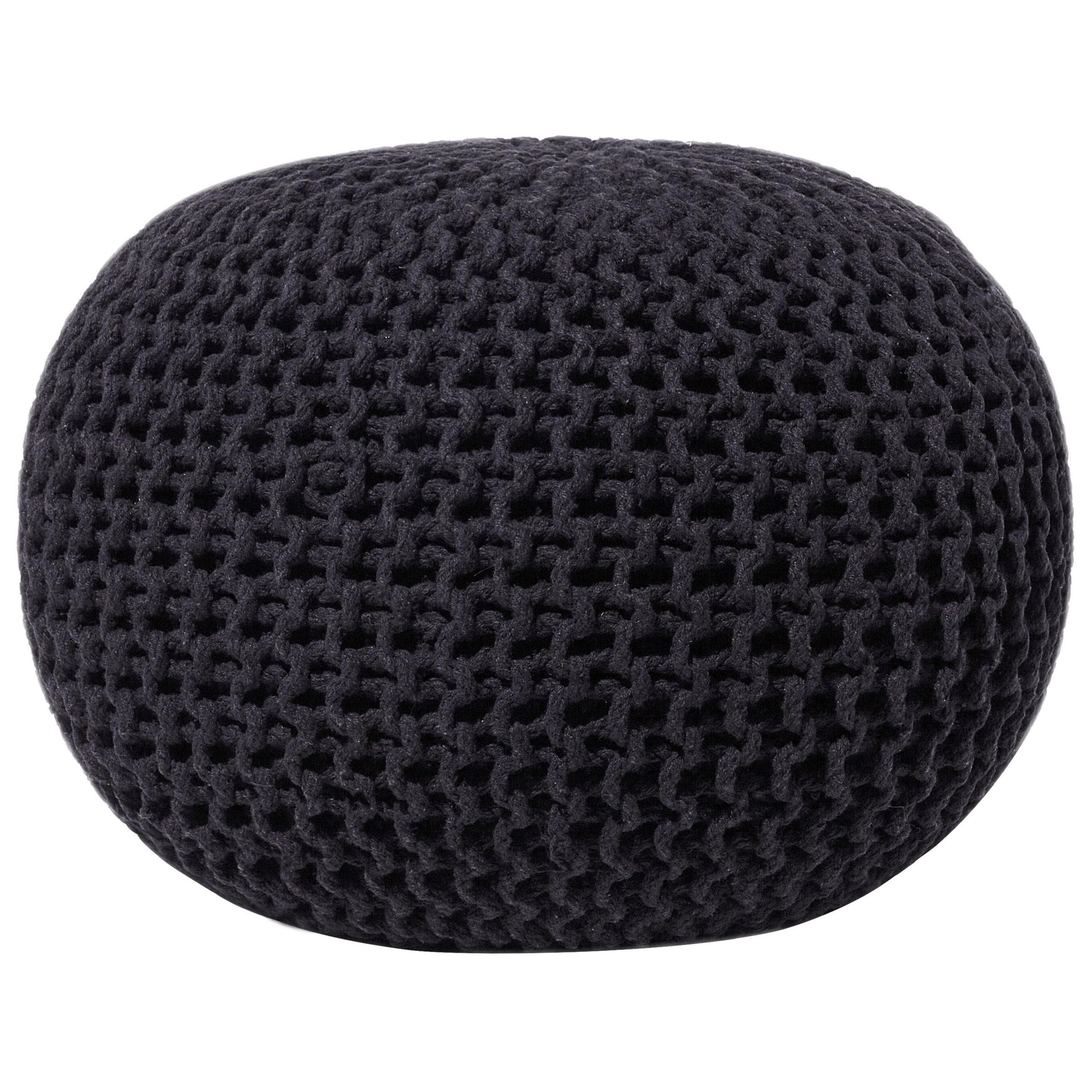 POUF Conrad 50/50/35 cm - Schwarz, Naturmaterialien/Textil (50/35/50cm) - Beliani