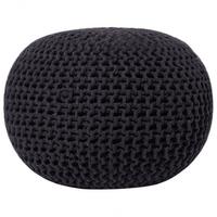 POUF Conrad 50/50/35 cm - Schwarz, Naturmaterialien/Textil (50/35/50cm) - Beliani