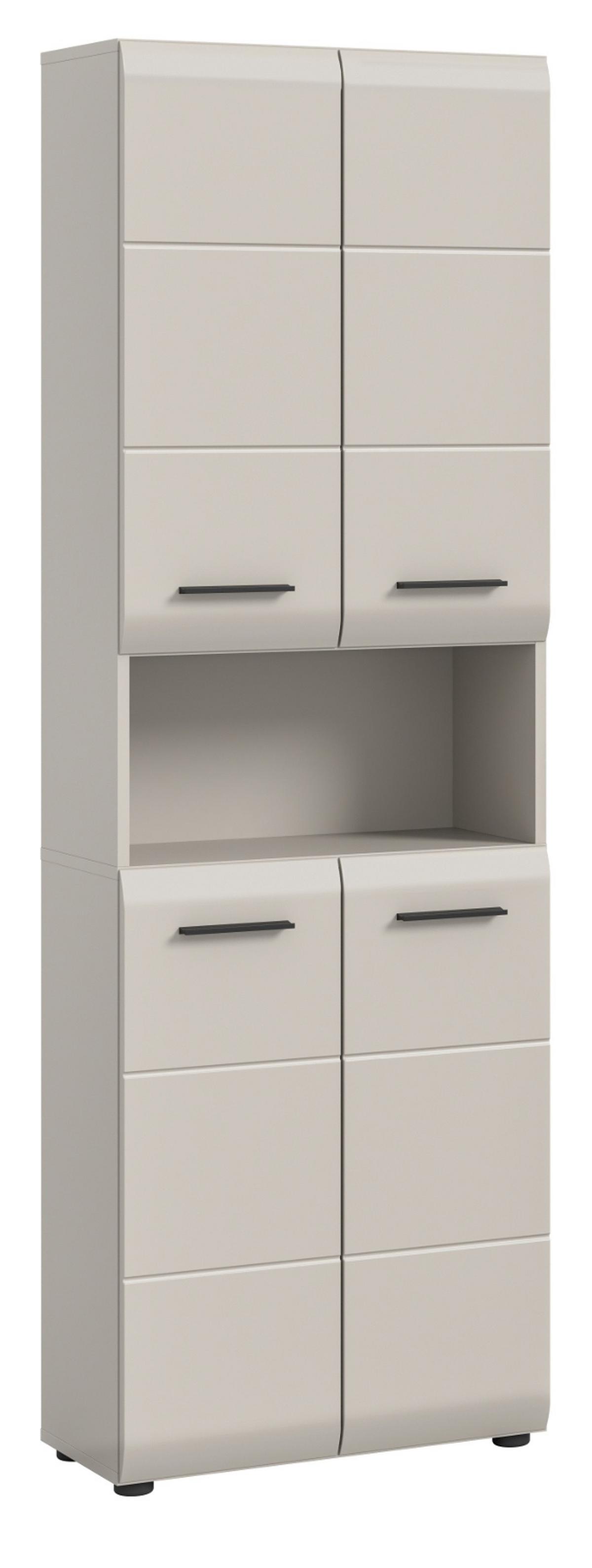 HOCHSCHRANK Kaschmir 60 x 185 cm, Badschrank mit viel Stauraum - Kaschmir/Schwarz, Holzwerkstoff/Kunststoff (60/185/30cm) - Inn.Furn