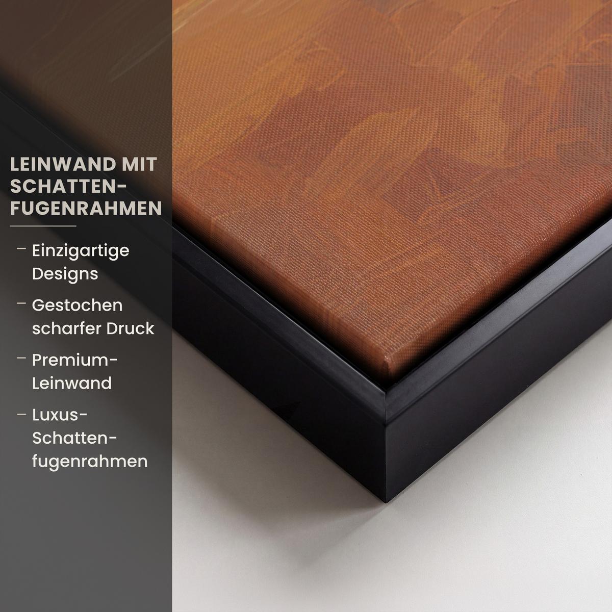 LEINWAND Bilder mit Rahmen - Abstrakt - Baum - Weiß - Blätter - 90x60 - Braun, Textil (90/60cm) - MuchoWow