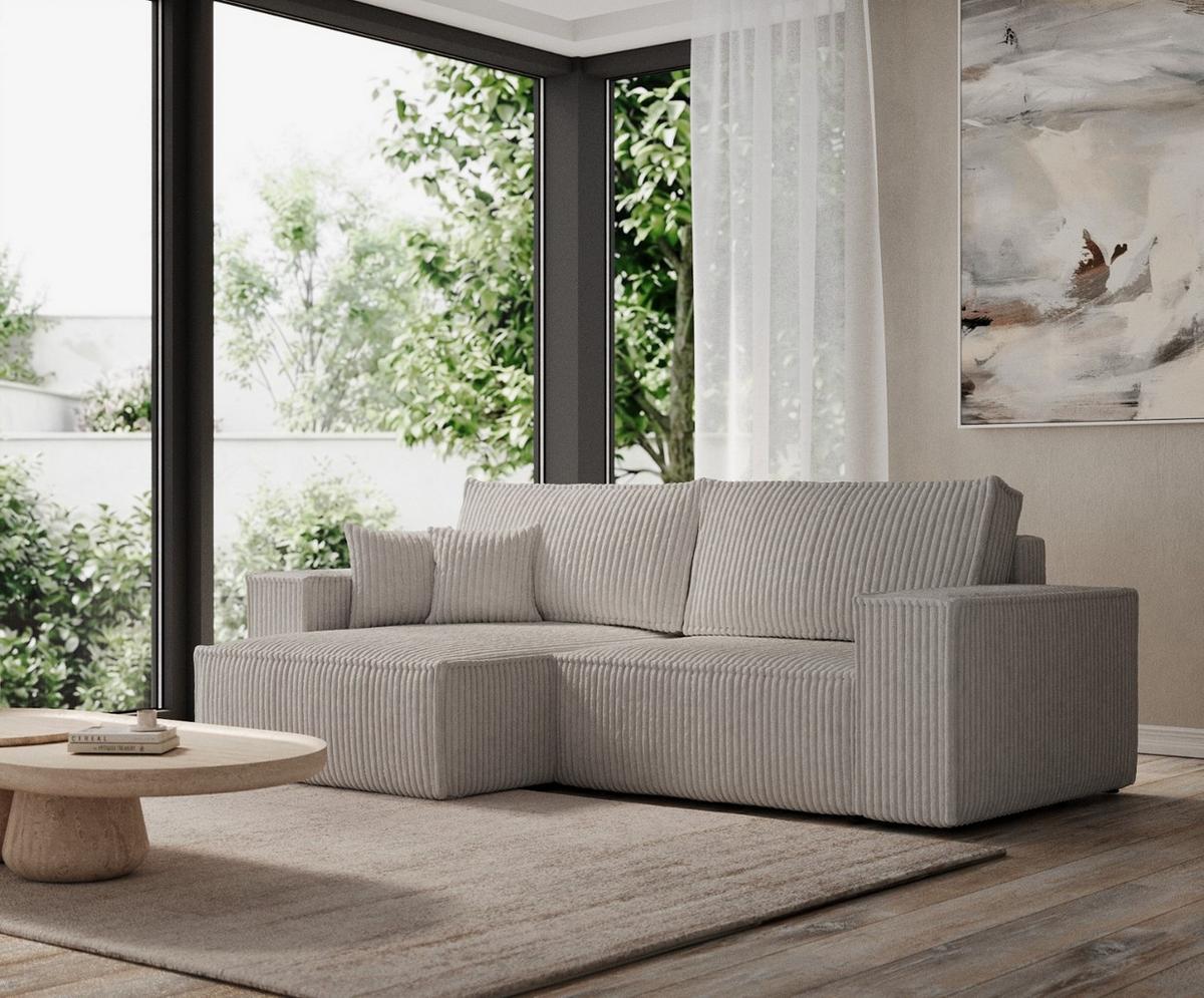 ECKSOFA CAVO mit Schlaffunktion Grau im Tilia Stoff - Schwarz/Grau, Holz/Holzwerkstoff (255/148cm) - AltaBeds