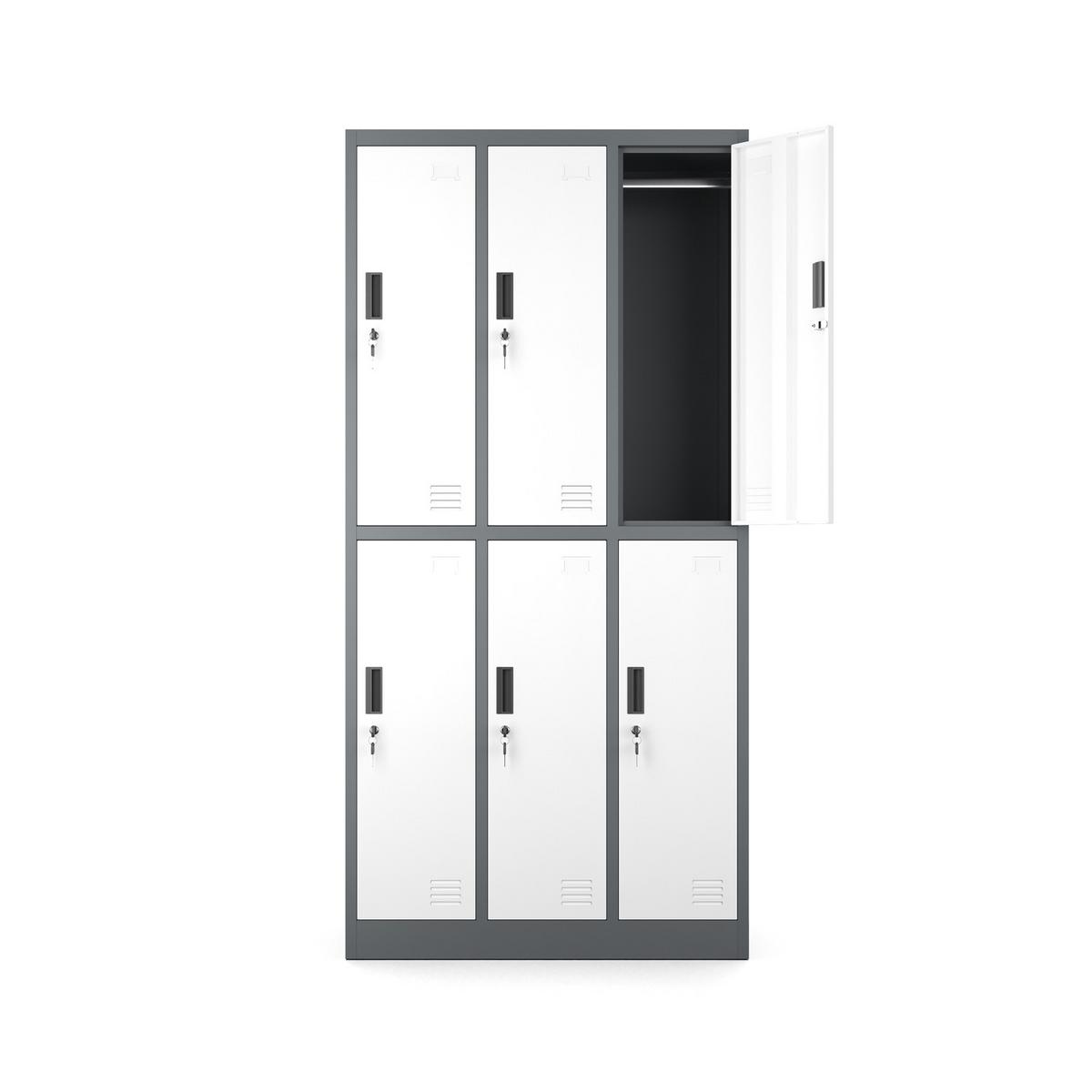 MEHRZWECKSCHRANK mit 6 Fächer Weiß Anthrazit Stahl 90x185x45cm - Anthrazit/Weiß, Metall (90/185/45cm) - Muralo