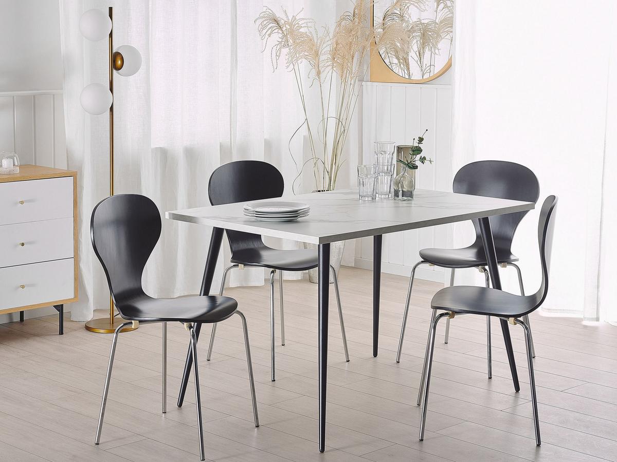 ESSTISCH 120/80/76 cm Weiß schwarz Rechteckig Santiago - Weiß, Holzwerkstoff (120/80/76cm) - Beliani