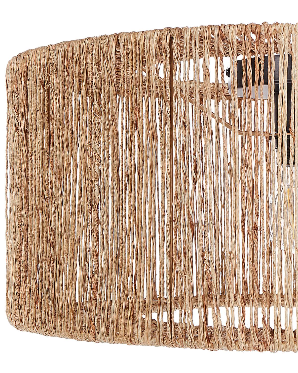 DECKENLAMPE Naturfarben/Schwarz Sewa - Schwarz/Naturfarben, Naturmaterialien (50/50/22cm) - Beliani