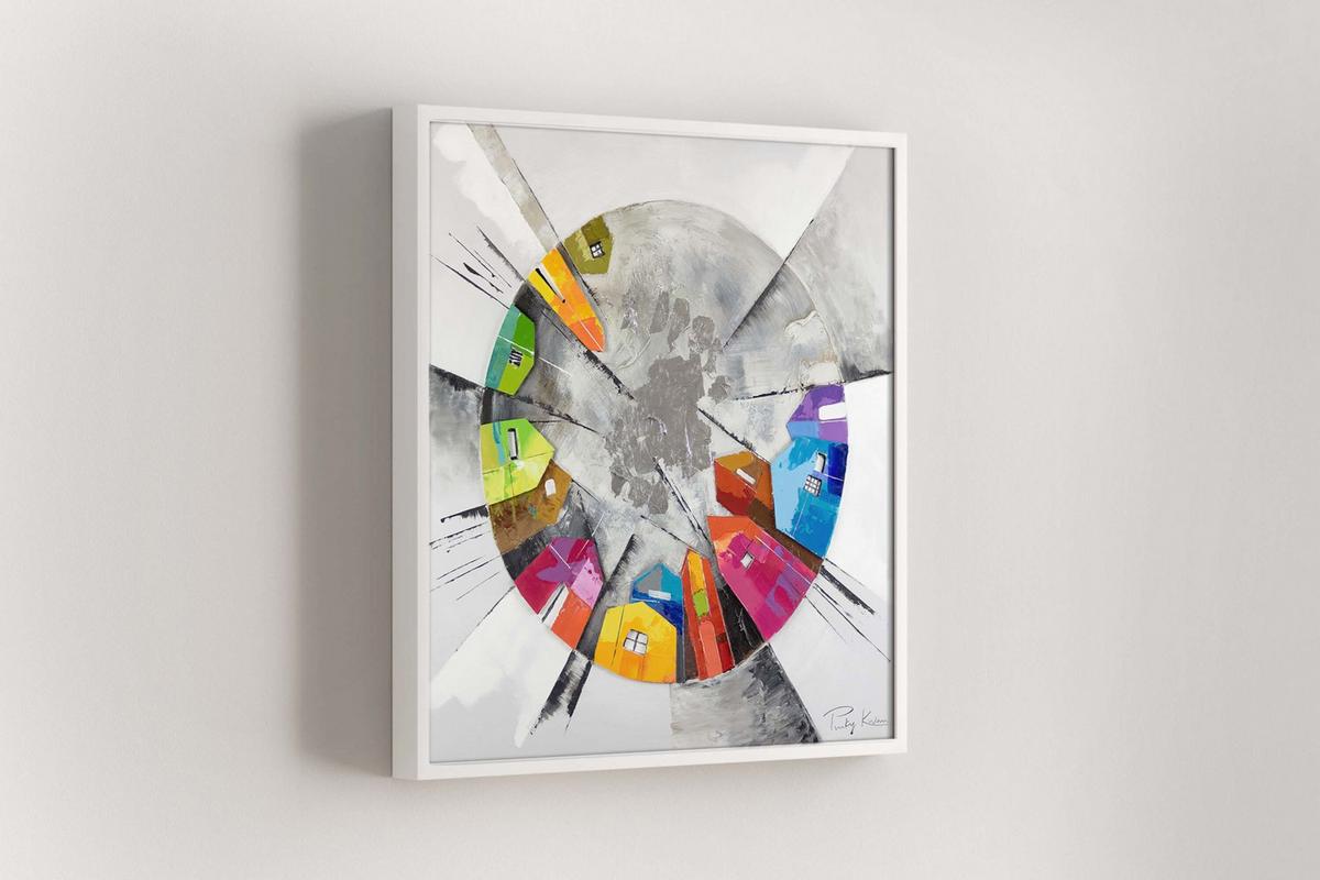 ÖLGEMÄLDE 80/80 cm - Silberfarben/Multicolor, Holz/Textil (80/80cm) - KUNSTLOFT
