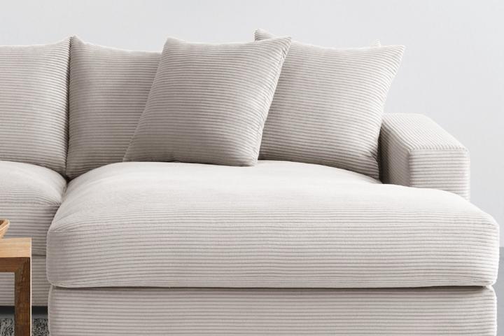 Wohnlandschaft Taupe Bezug Cord L-Form Nosagunterfederung inkl. Kissen