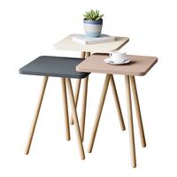 SATZTISCH Hobro 3-tlg. 34/34/49 - Rosa, Holzwerkstoff (34/34/49cm) - [en.casa]
