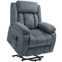FERNSEHSESSEL mit Aufstehhilfe Elektrisch Liegefunktion Samt - Schwarz/Grau, Textil/Metall (92/105/94cm) - HOMCOM