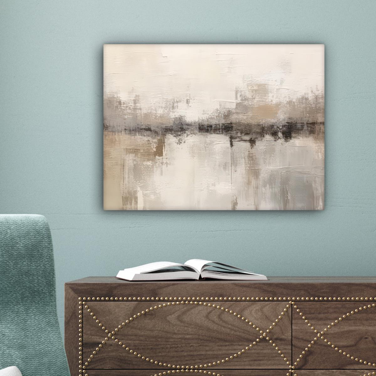 LEINWANDBILD Moderne Kunst - Abstrakt - Beige Wandbild 40x30 cm - Beige, Textil (40/30cm) - MuchoWow