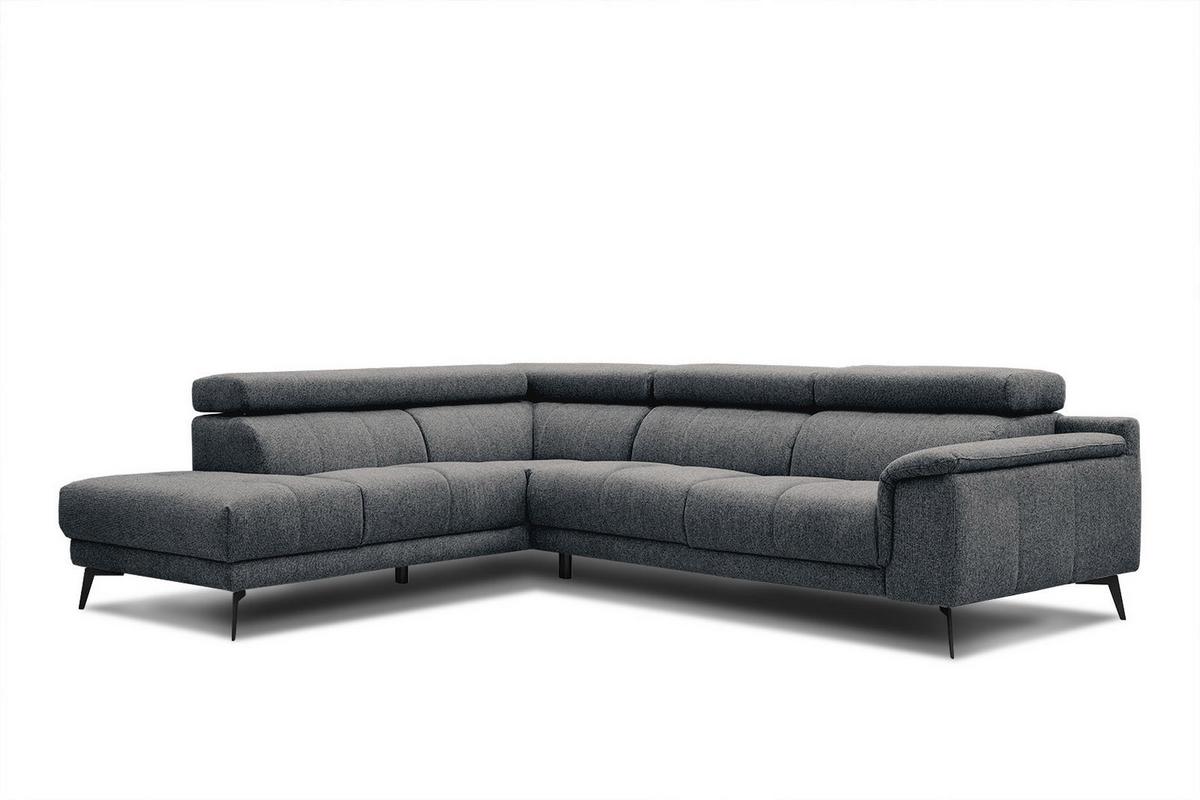 ECKSOFA FIERO 5-Sitzer, dunkelgrau - Dunkelgrau/Schwarz, Holzwerkstoff/Textil (158/269cm) - Wozimo