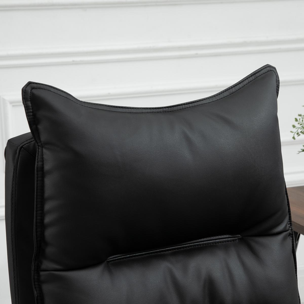 BÜROSTUHL mit Fußstütze Schreibtischstuhl Rückenlehne Kunstleder Schwarz - Schwarz, Kunststoff (72/130/66cm) - Vinsetto