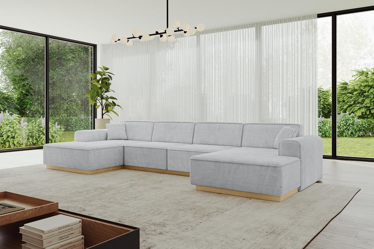 WOHNLANDSCHAFT IREA-U2-v2 - 386x165x80 cm Grau - Grau, Holzwerkstoff/Textil (386/80/165cm) - ALTDECOR
