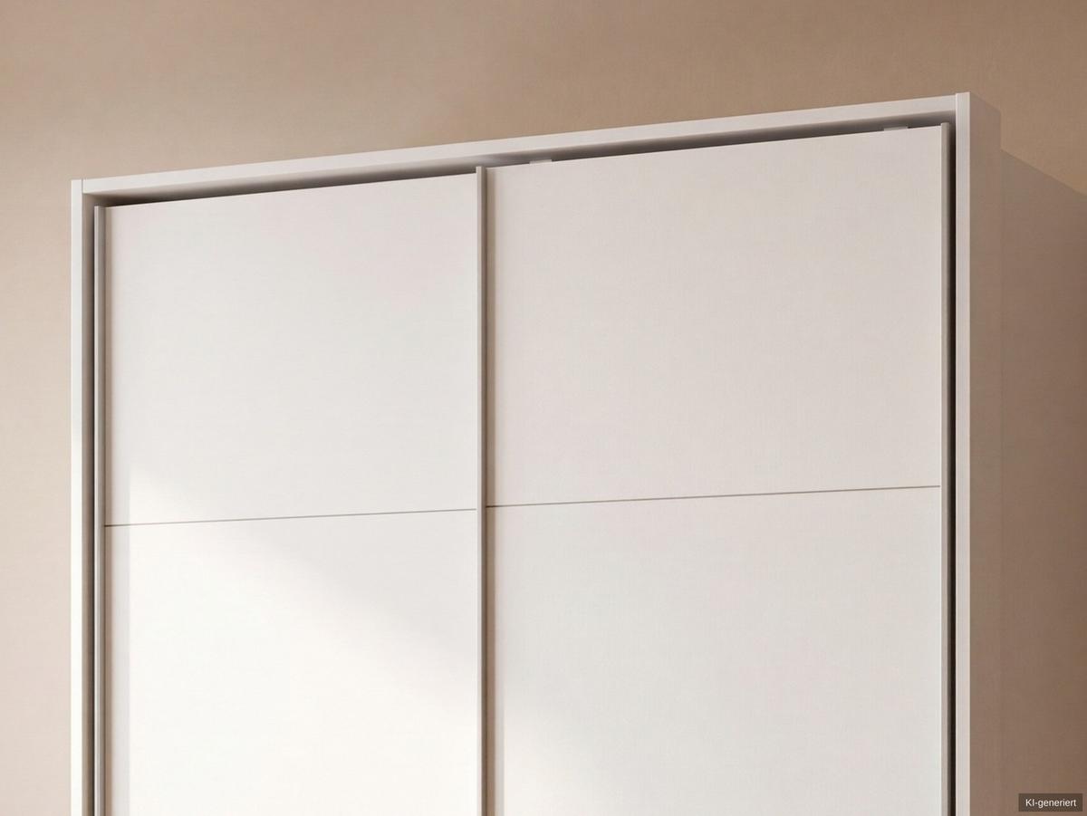 SCHWEBETÜRENSCHRANK 2-türig B138/H200/T65 cm, Passepartout-Kleiderschrank in Weiß mit sichtbaren Schubkästen / 22667 - Alufarben/Weiß, Holz/Holzwerkstoff (138/200/65cm) - luma-home