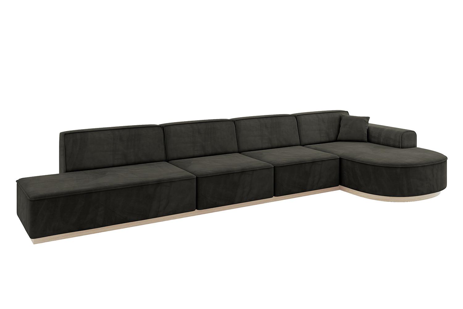 ECKSOFA Ottomane Rechts ARRIO-L3 - 413x171x83 cm Schwarz - Schwarz, Holzwerkstoff/Textil (413/171cm) - ALTDECOR
