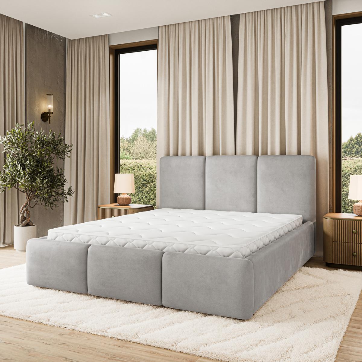 POLSTERBETT MORENA MGV 160x200 cm mit Bettkästen - Hellgrau - Hellgrau, Holz (160/200cm) - MASSENO