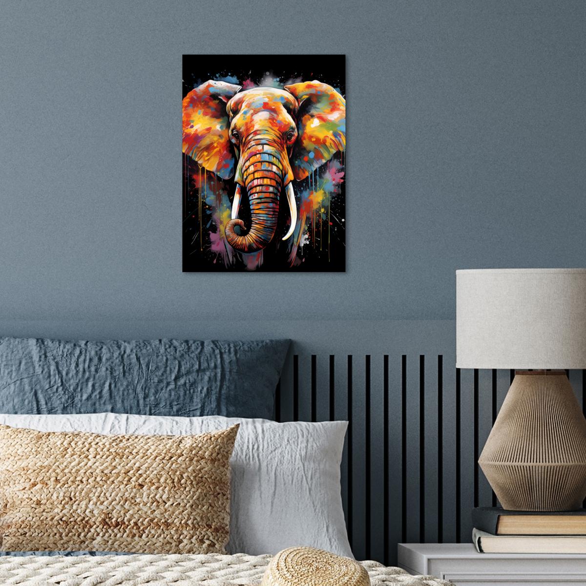 POSTER Elefant - Graffiti - Schwarz - Tiere - Farben Wandbilder 30x40 cm - Schwarz, Papier (30/40/0.1cm) - MuchoWow