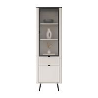 VITRINE schmal AUTUMN 1D1S1W mit Schublade, Kaschmir / Grauer Stein - Beige/Grau, Holzwerkstoff (60/191/40cm) - Lookway