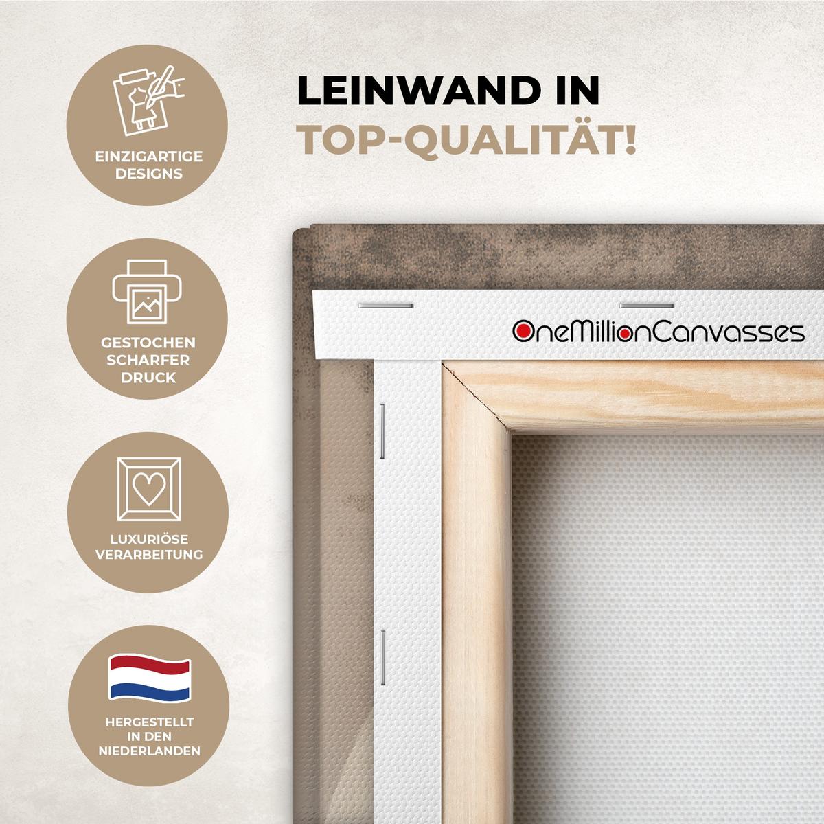 LEINWANDBILD Vogel - Beige - Japanisch Wanddeko 40x60 cm - Taupe, Textil (40/60cm) - MuchoWow