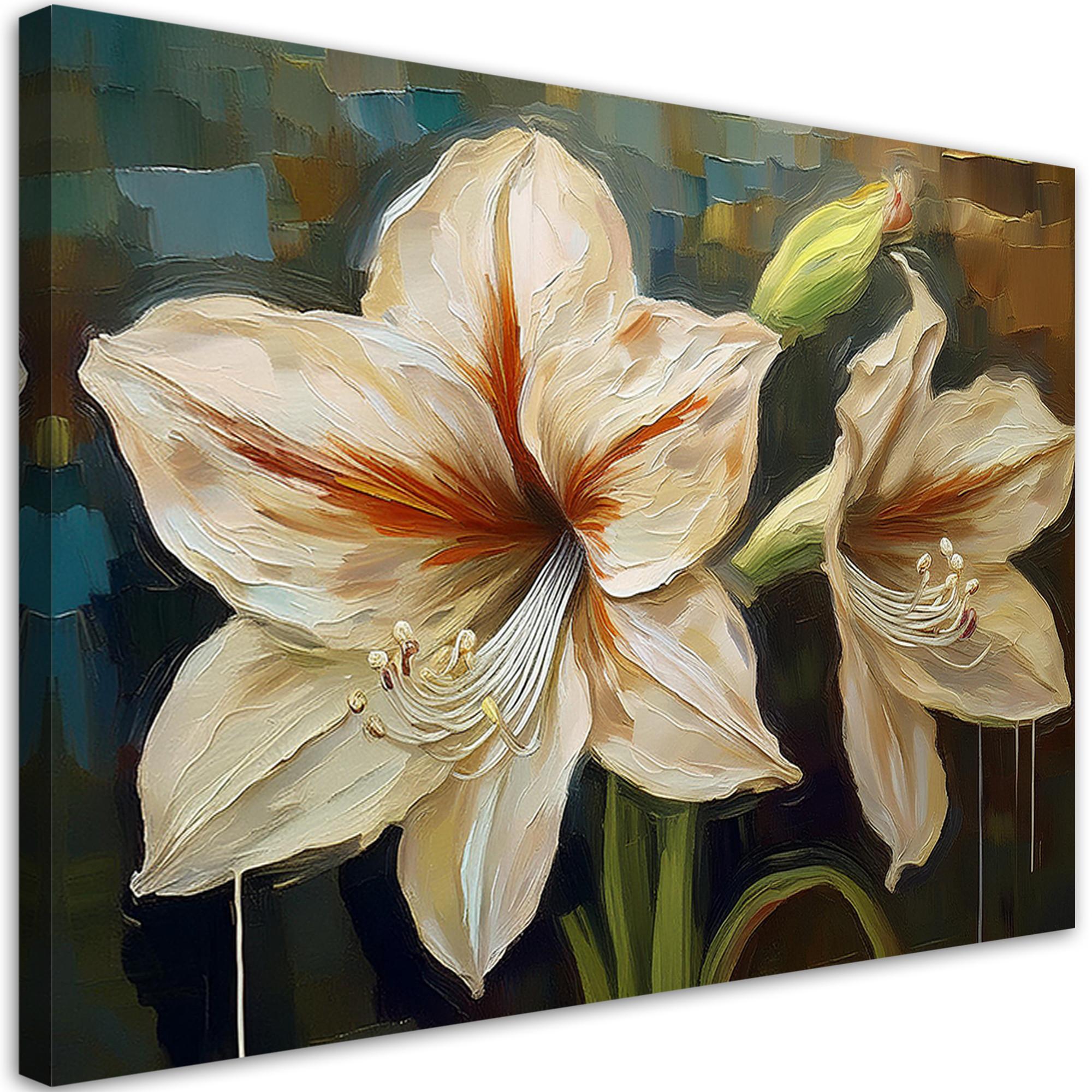 WANDBILD weiß gemalte blume - Weiß, Textil (60/40cm) - Feeby
