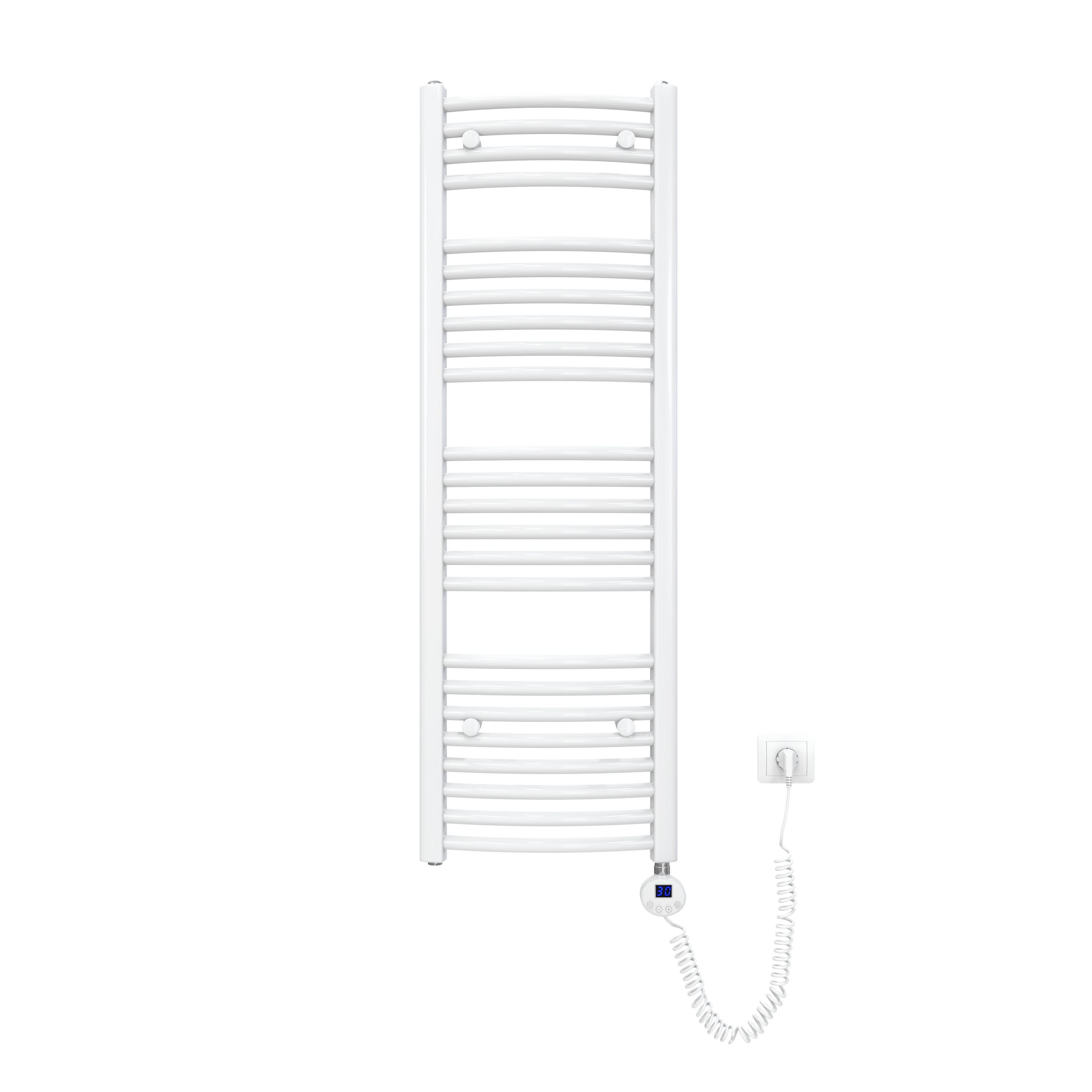 HANDTUCHHEIZKÖRPER elektrisch gebogen Weiß 120/40 cm - Weiß, Metall (40/120/4.4cm) - EMKE