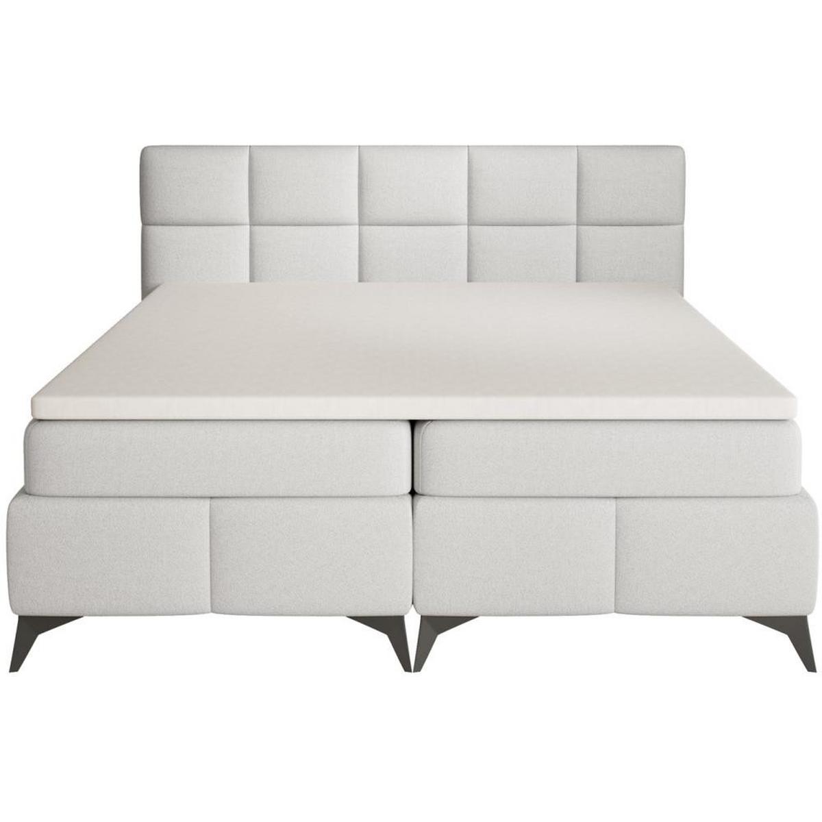 BOXBETT Solido mit Bettkasten 160x200 cm hellgrau - Hellgrau/Schwarz, Textil/Metall (160/200cm) - Beautysofa