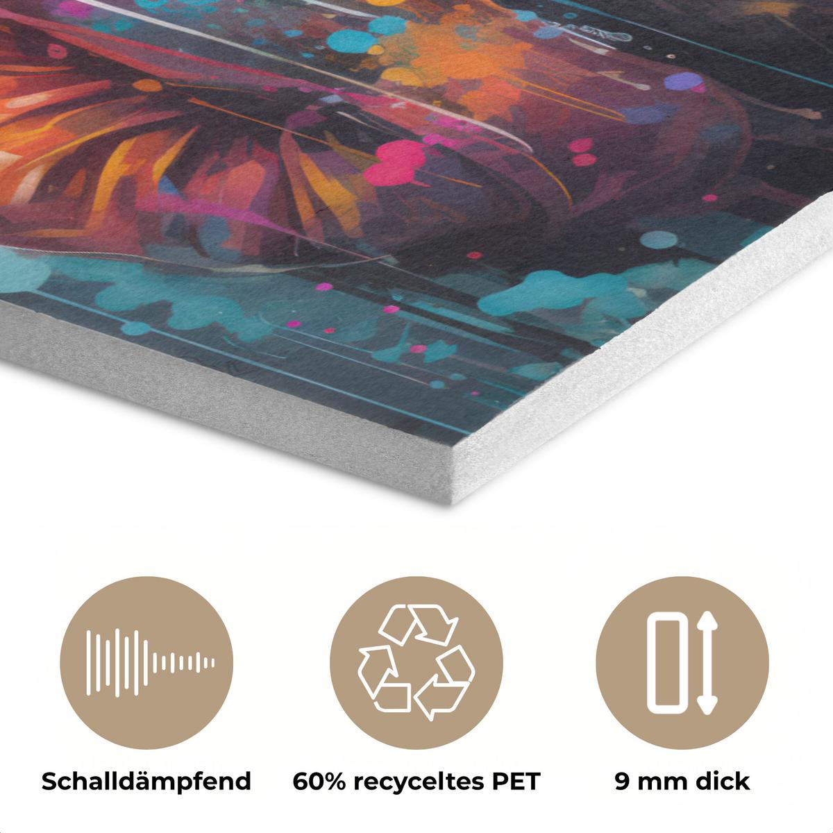 AKUSTIKBILD Panda - Jacke - Graffiti - Orange Wanddeko 60x90 cm - Orange, Kunststoff (60/90/0.9cm) - MuchoWow