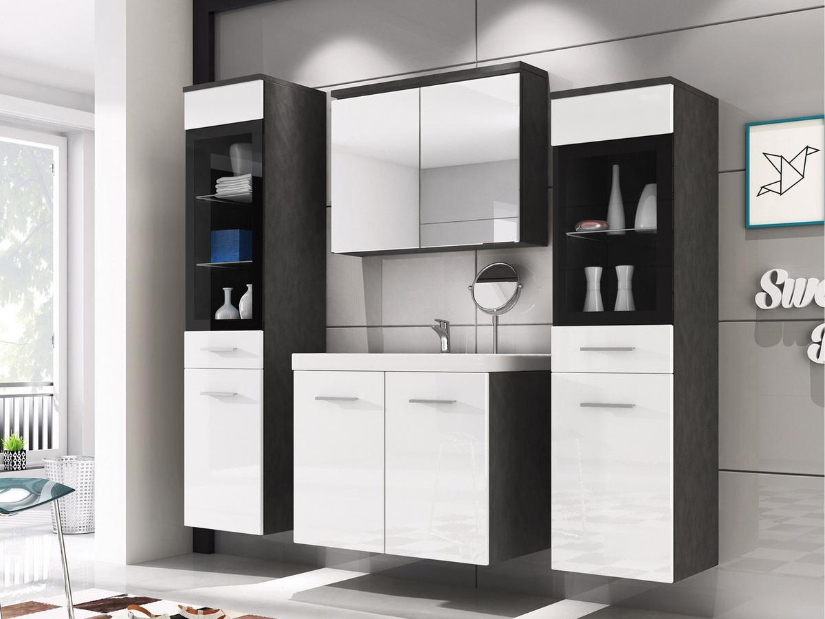 BADMÖBEL-SET Madrit II - Dunkelgrau/Silberfarben, Holzwerkstoff/Kunststoff (132/132/30cm) - MIRJAN24