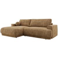 ECKSCHLAFSOFA RINA L Hellbraun Schenille grob gewebt - links - Hellbraun/Schwarz, Kunststoff/Textil (267/170cm) - MKS