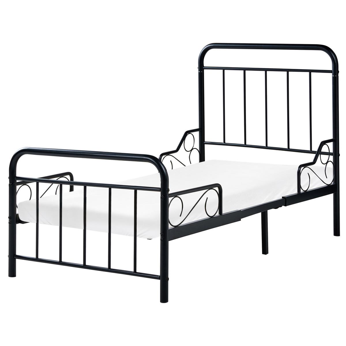 KINDERBETT mitwachsend Metall 90/200 cm Schwarz Anais - Schwarz, Metall (90/200cm) - Beliani
