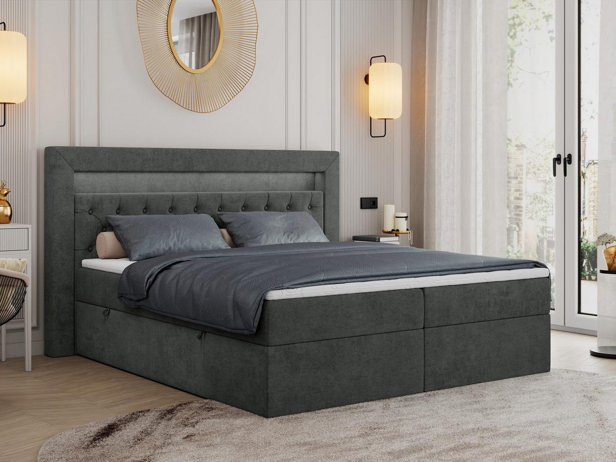 BOXBETT GOLD-6 LED 180/200 Dunkelgrau Struktur - H4 - Dunkelgrau, Holz/Textil (180/200cm) - MKS
