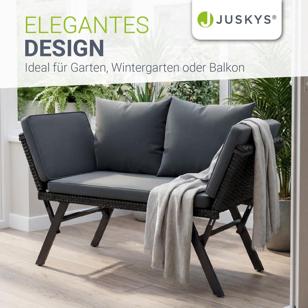 GARTENBANK Calvia klappbar schwarz/grau - Schwarz, Kunststoff/Metall - Juskys