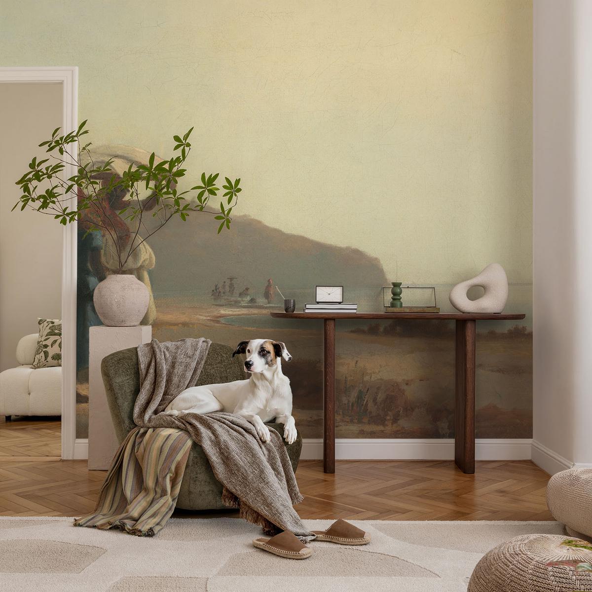 FOTOTAPETE 416x254 cm - Ein Spaziergang am Meer - Beige, Textil (416/254cm) - Wallfluent