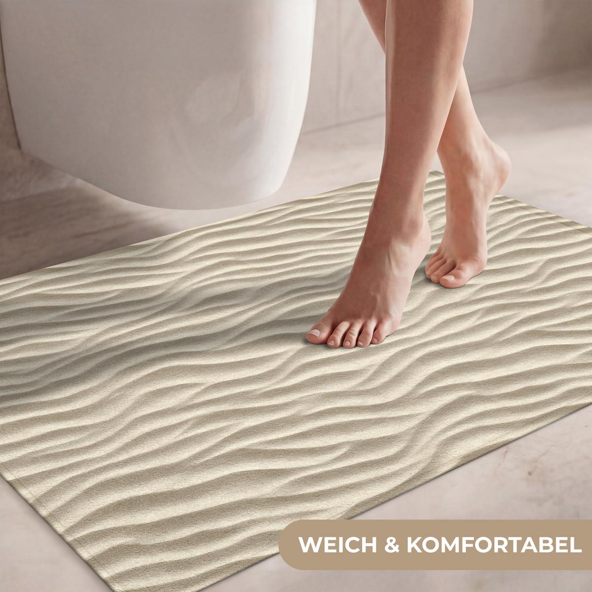 WC-VORLEGER Sand - Wellen - Beige Toilettenteppich 90x60 cm - Beige, Textil (90/1cm) - OnlyWow
