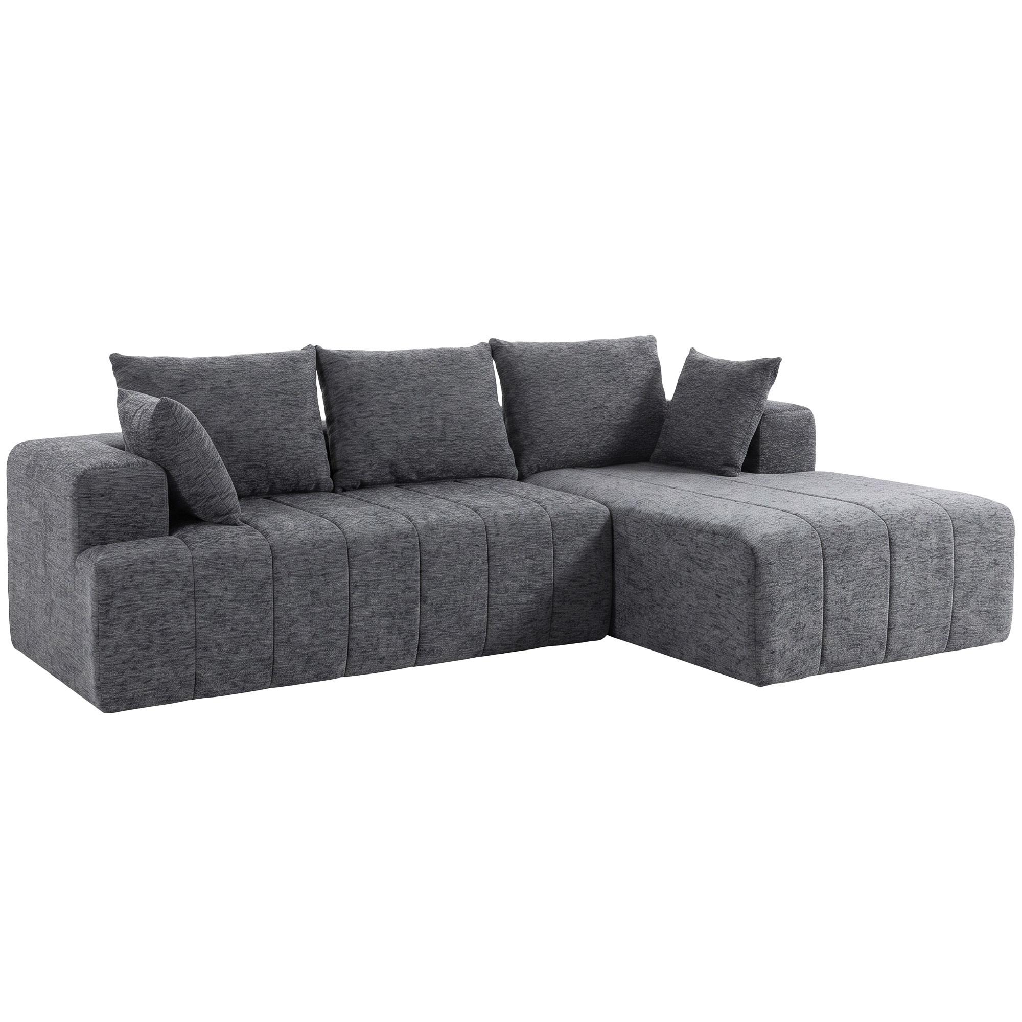 ECKSOFA Polyester Grau - Grau, Textil (158/256cm) - HOMCOM