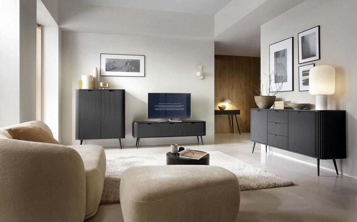 SIDEBOARD Zova Schwarz 168 cm - Schwarz, Holzwerkstoff/Metall (168/87/39cm) - Selsey