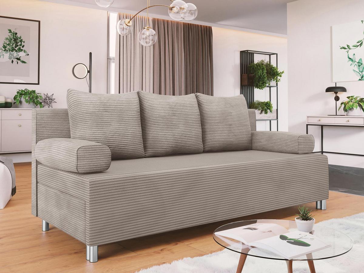 SCHLAFSOFA Dover Cord - Chromfarben/Sahara, Holz/Kunststoff (192/86/80cm) - MIRJAN24