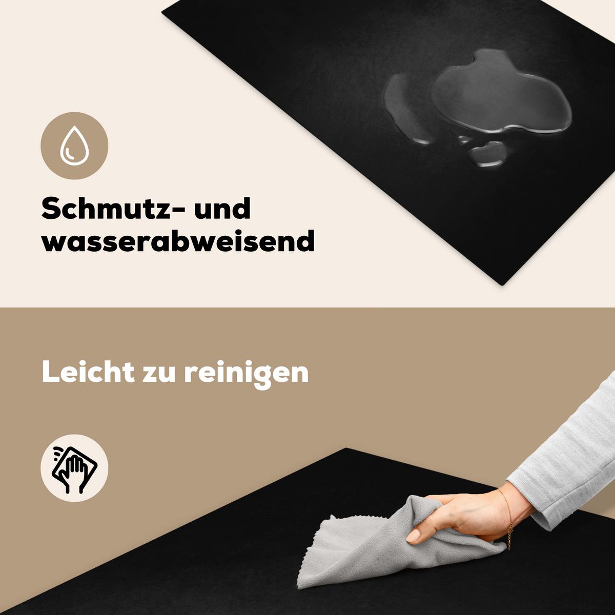 HERDABDECKPLATTE Beton - Schwarz - Grau - Strukturiert - Industriell Ceranfeldabdeckung 90x52 cm - Graphitfarben, Kunststoff (90/52/0.2cm) - MuchoWow