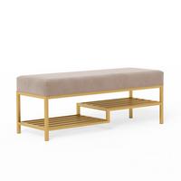 POLSTERBANK STEP 100 cm Gold / Beige ,Metallgestell - Beige, Textil/Metall (100/45/35cm) - Idohome