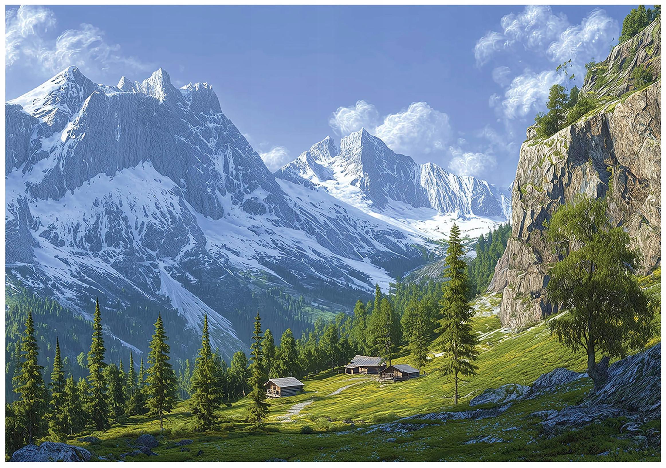 FOTOTAPETE 3D Effekt Berge Landschaft Wohnzimmer 250x175 - Multicolor, Papier (250/175cm) - Wallarena