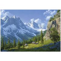 FOTOTAPETE 3D Effekt Berge Landschaft Wohnzimmer 250x175 - Multicolor, Papier (250/175cm) - Wallarena