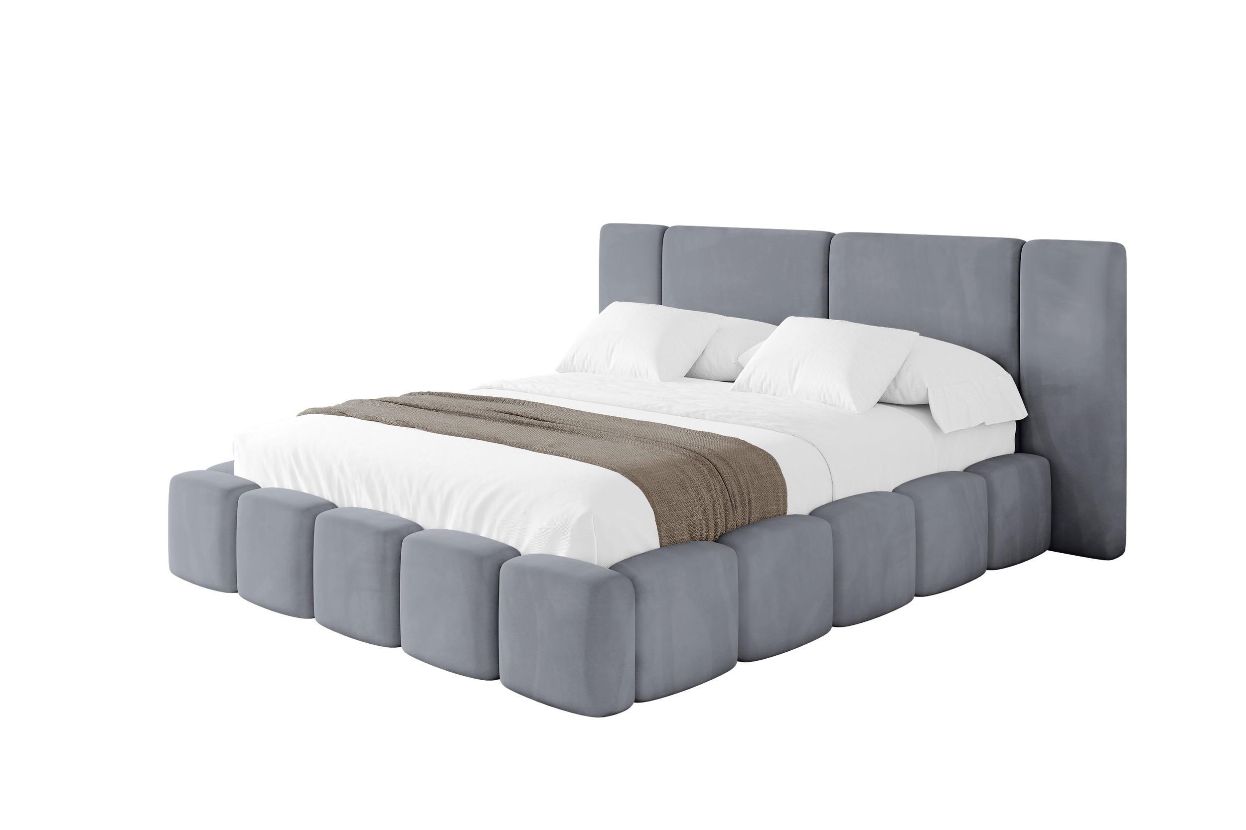 POLSTERBETT mit Bettkasten und Lattenrost, Boxbett ohne Matratze - NILO 120x200 Grau - Grau, Holzwerkstoff/Textil (120/200cm) - ALTDECOR
