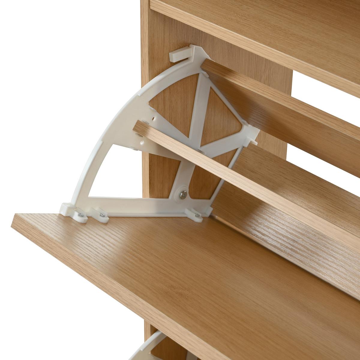 SCHUHSCHRANK mit klappdeckel in natur mit metallgestell, 2 kipper & seitenschrank - Naturfarben, Holzwerkstoff (110/100/24cm) - Urban Meuble