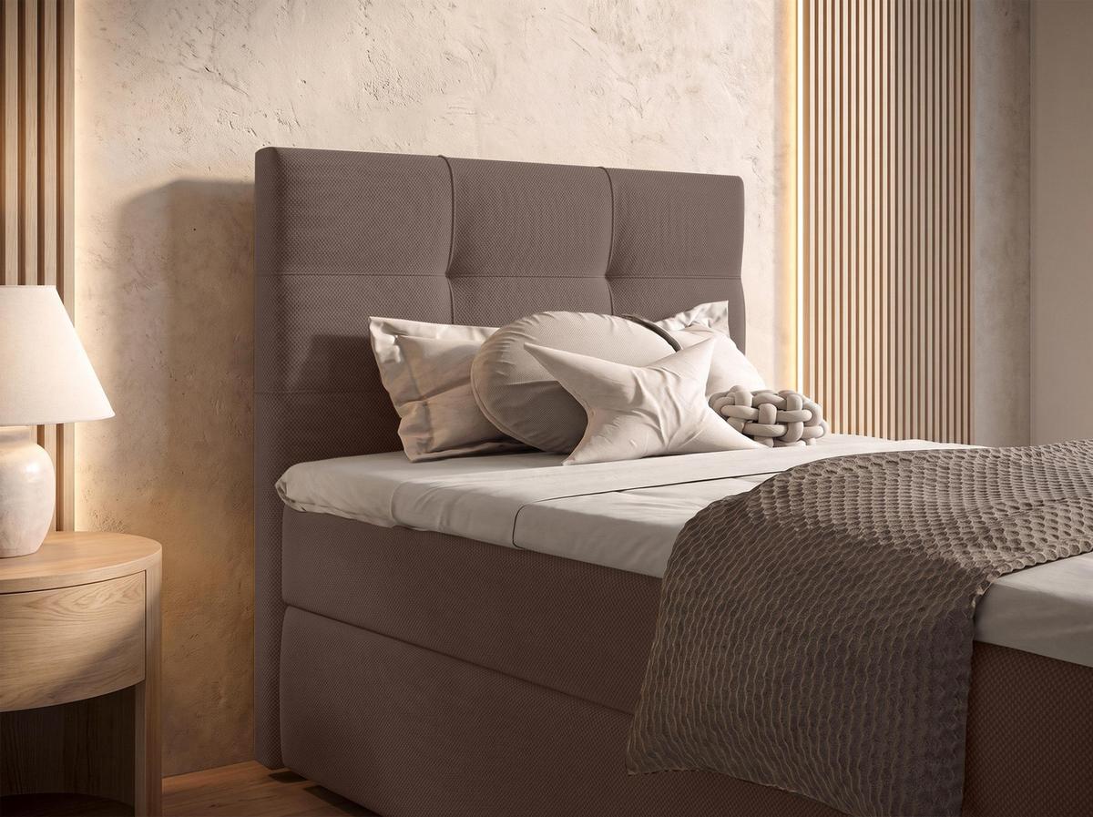 BOXBETT SAKARYA 80x200 cm mit Bettkasten und Matratze - Braun + TOPPER - Schwarz/Braun, Holz/Holzwerkstoff (80/200cm) - AX Living