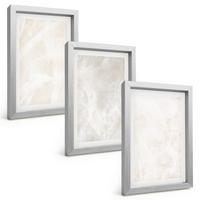 BILDER SET 3er Set - 20x30 cm Silberner Rahmen - Die Struktur von elegantem Marmor - Silberfarben, Kunststoff (20/30cm) - TULUP