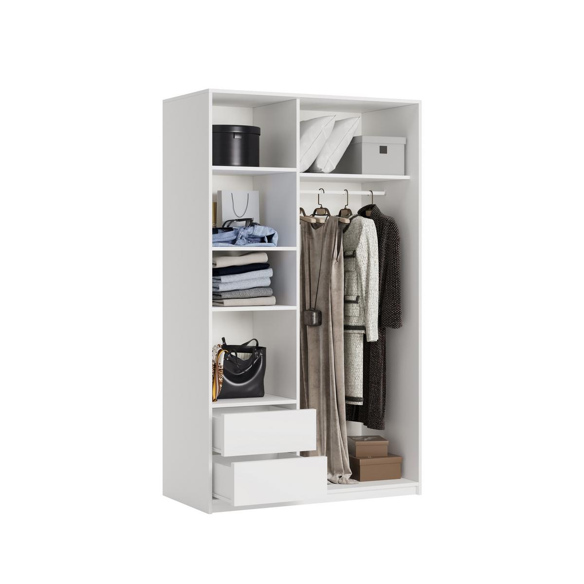 SCHWEBETÜRENSCHRANK TAVI 120/205/60 cm 2-türig mit Spiegel Weiß - Weiß, Holzwerkstoff (120/205/60cm) - MASSENO