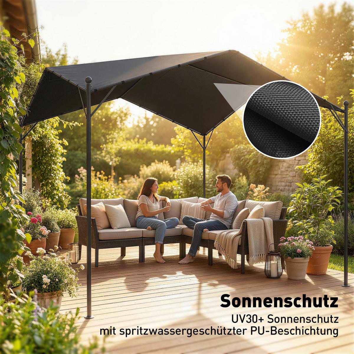 PERGOLA Metall Polyester Dunkelgrau 3/3 m - Dunkelgrau, Textil/Metall (300/280/300cm) - Outsunny