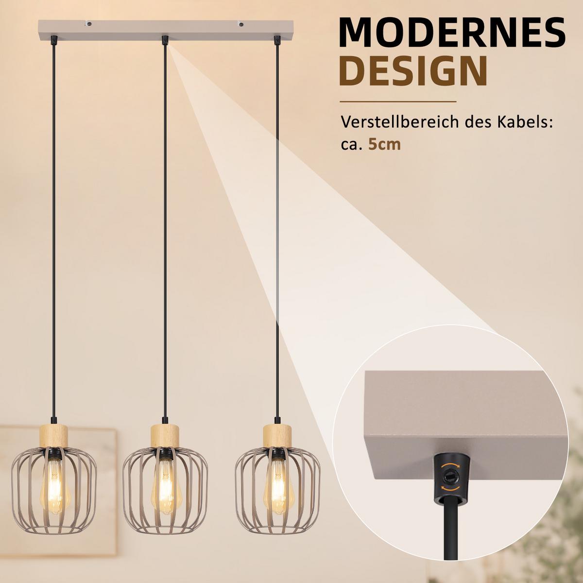 PENDELLEUCHTE Grythvin 62/18/145 cm - Grau, Holz/Metall (62/18/145cm) - ZMH