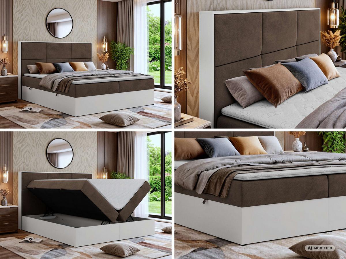 BOXBETT DELVIT 200/200 - Braun Velvet - Topper Visco - H4 - Schwarz/Braun, Kunststoff/Textil (200/200cm) - MKS
