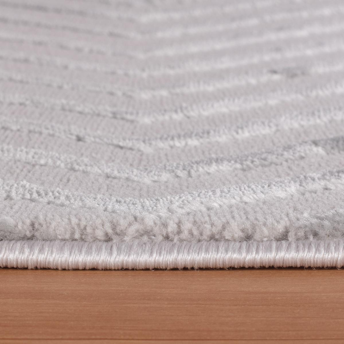 TEPPICH Kurzflor ILLER in Silber, mit 3D-Design, aus Jute, Florhöhe 12 mm, 200 x 290 cm - Silberfarben, Textil (290/200cm) - KADIMA DESIGN